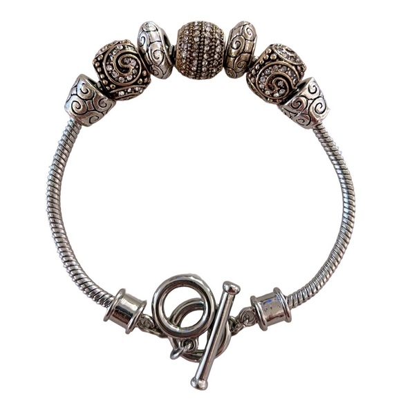 Elegant Intricate Beaded Silver Bracelet - Picture 3 of 5